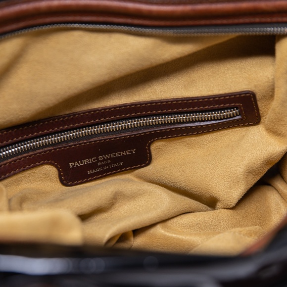 Pauric Sweeney Overnight Patent Leather Oversized Shoulder Purse Tote Bag Black - Picture 5 of 6